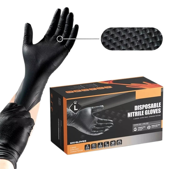 Heavy-Duty Black Nitrile Gloves (8 Mil)