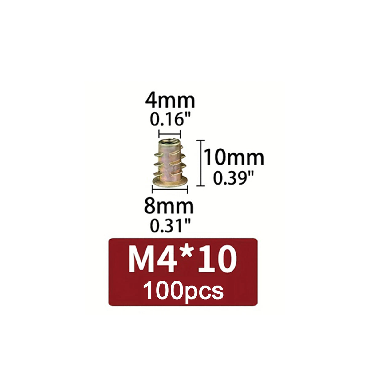 Threaded Wood Insert Nuts (100 Pcs)