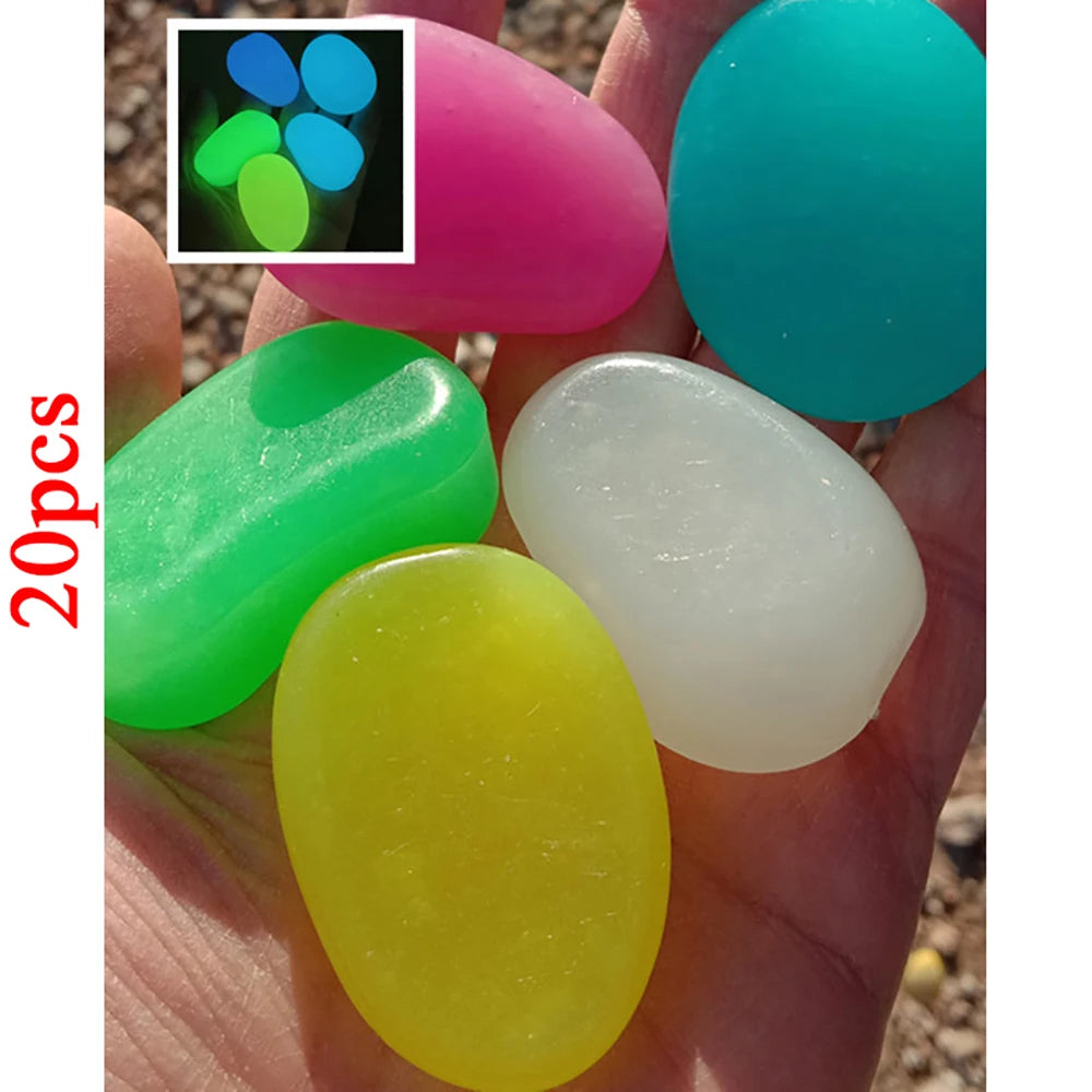 Glow-in-the-Dark Garden Pebbles (20 Pcs)