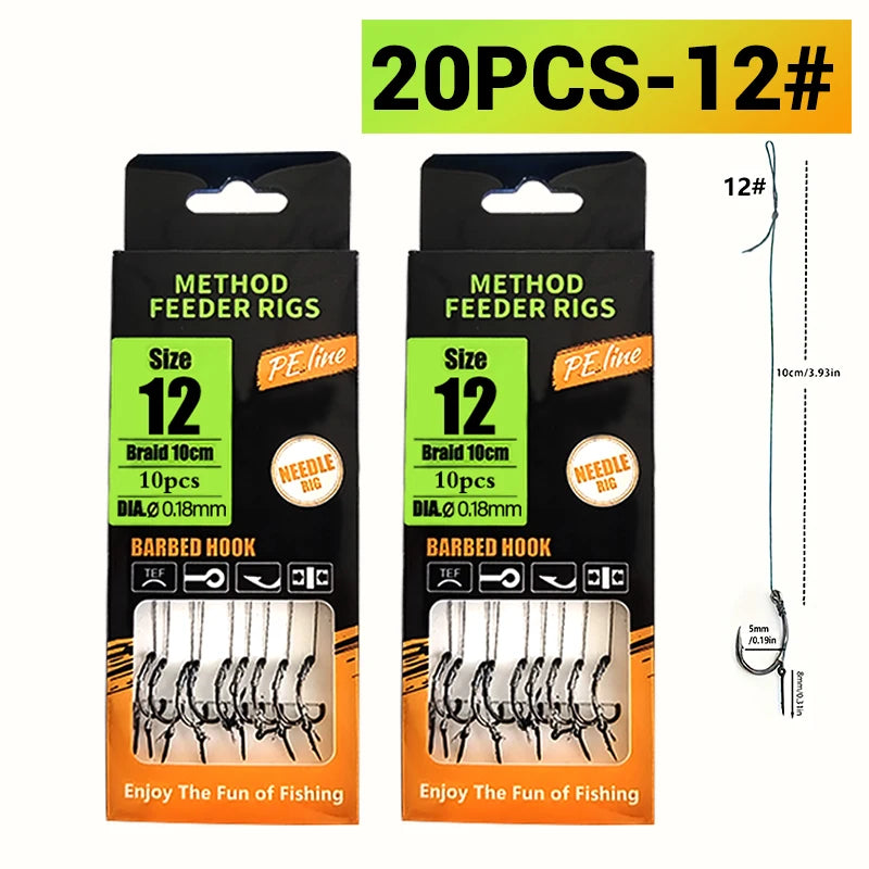 Pre-Tied Carp Hair Rigs with Barbed Hooks