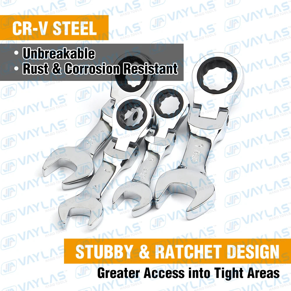 Ultra-Slim Mini Ratchet Wrench (6–19mm)