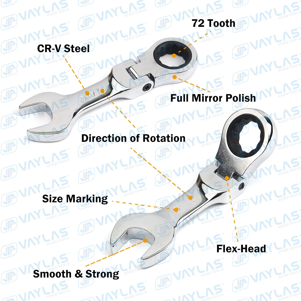 Ultra-Slim Mini Ratchet Wrench (6–19mm)