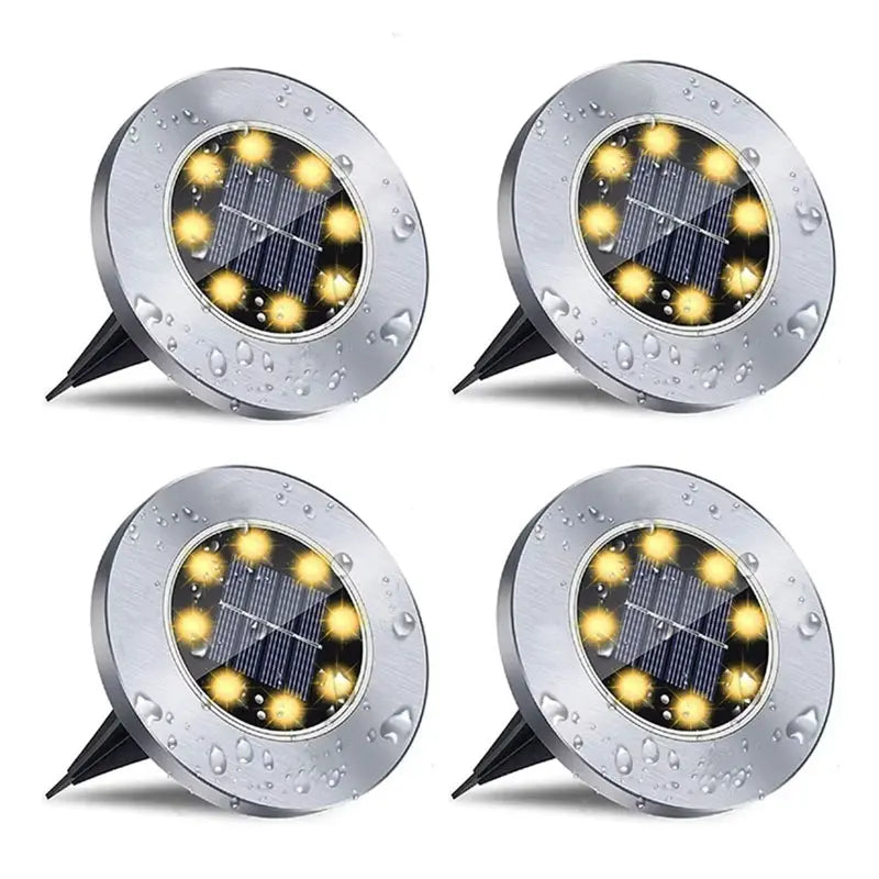 Solar In-Ground Disk Lights (4 Pcs)