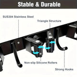 Heavy-Duty Wall Tool Rack – 4 Slots + 5 Hooks