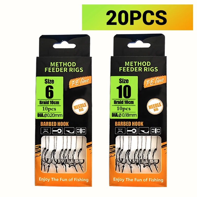 Pre-Tied Carp Hair Rigs with Barbed Hooks