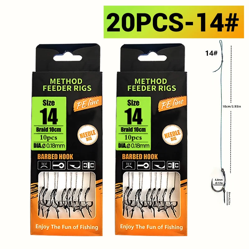 Pre-Tied Carp Hair Rigs with Barbed Hooks