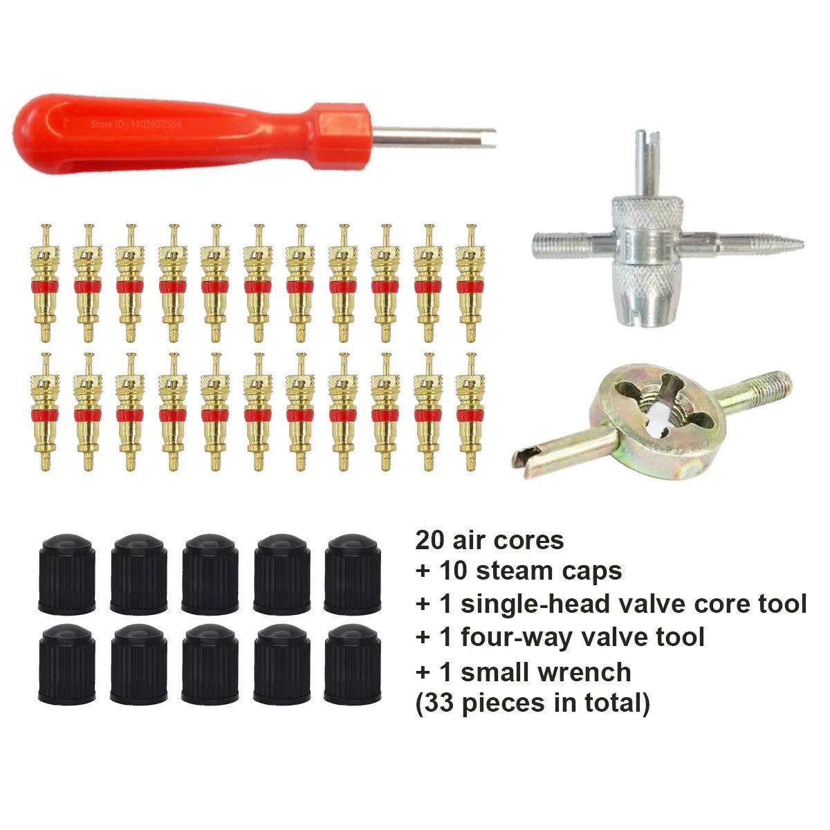 Tire Valve Core Tool Kit (33 Pcs)