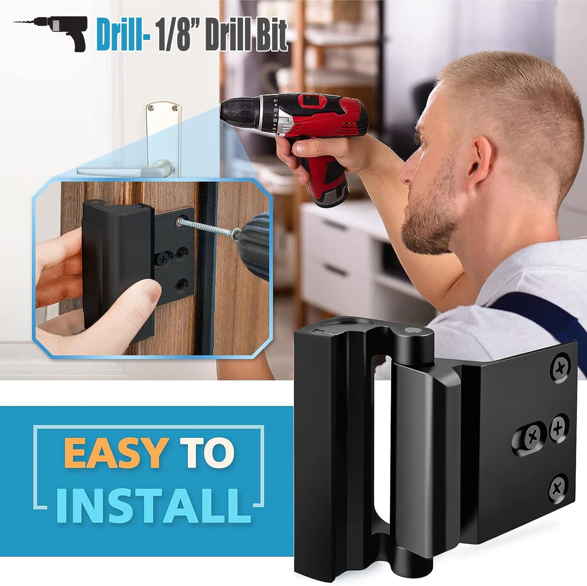 Door Reinforcement Lock with 3-Inch Stop