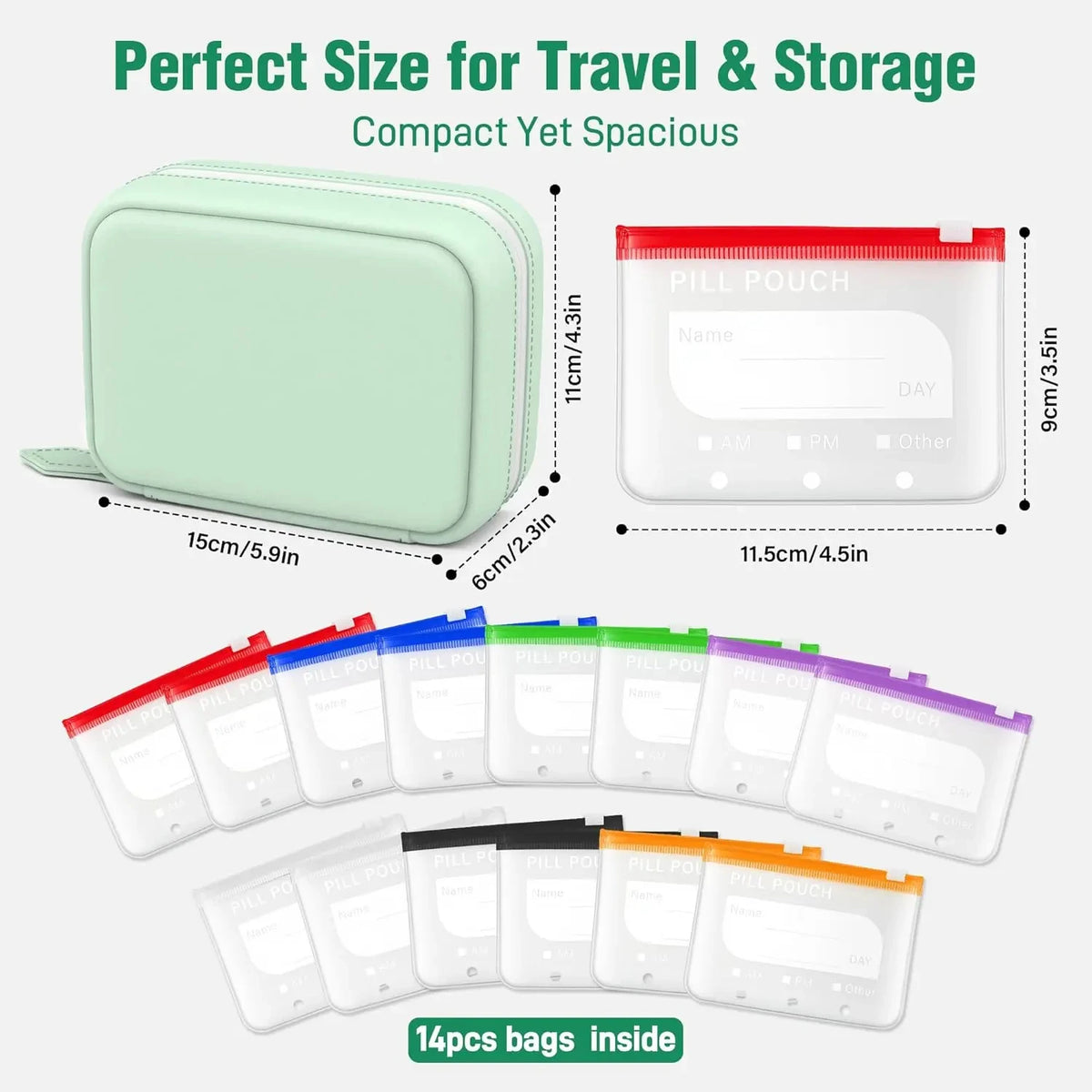 Waterproof Weekly Pill Organizer (14 Pouches)