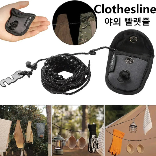 Elastic Travel Clothesline with 12 Clips