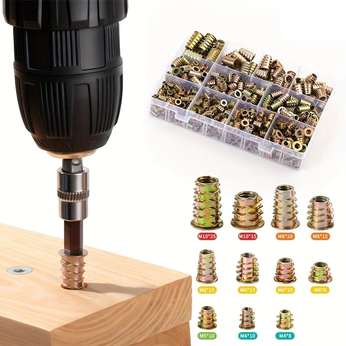 Threaded Wood Insert Nuts (100 Pcs)