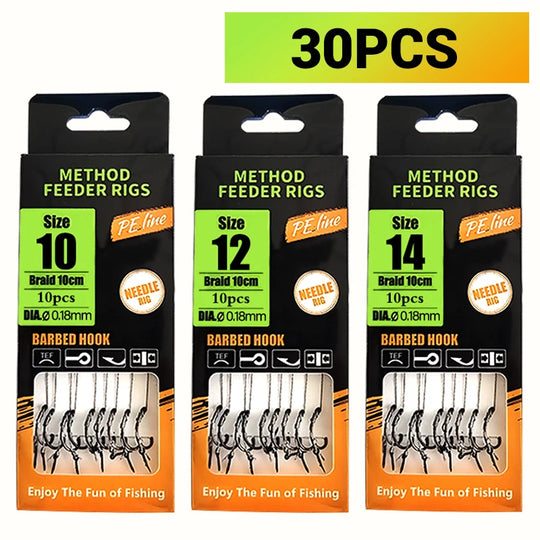 Pre-Tied Carp Hair Rigs with Barbed Hooks