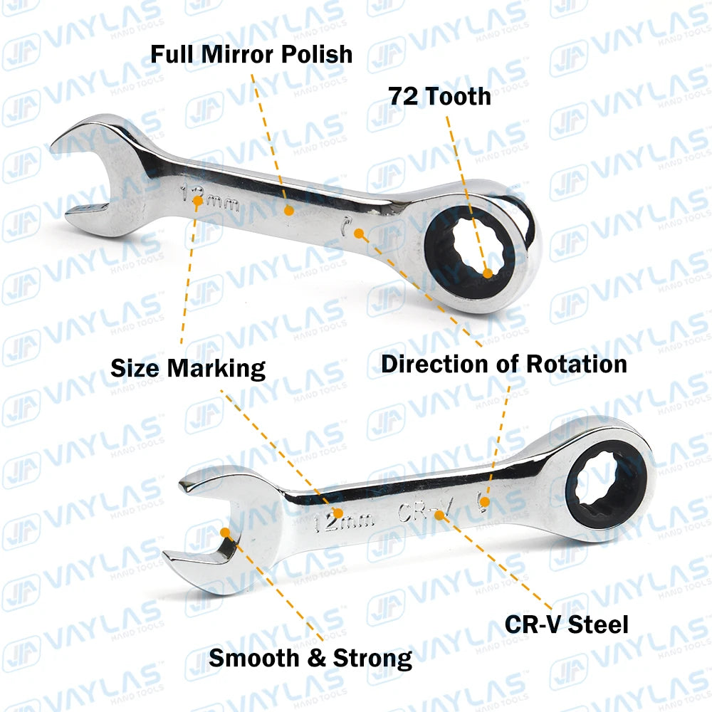 Ultra-Slim Mini Ratchet Wrench (6–19mm)