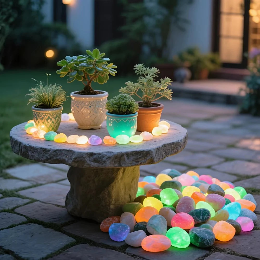 Glow-in-the-Dark Garden Pebbles (20 Pcs)