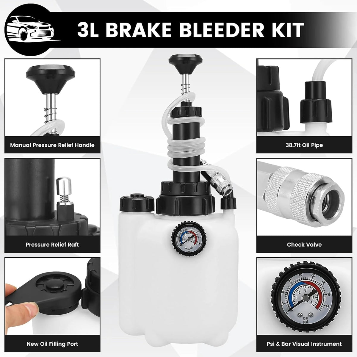 Vacuum Brake Fluid Bleeder Kit (3L)