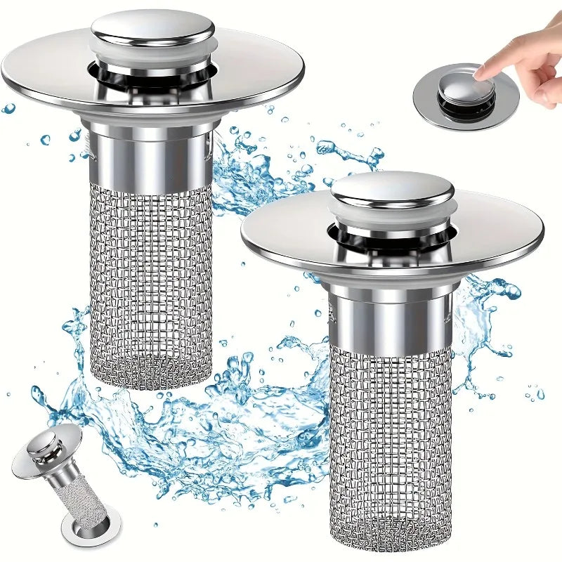 Pop-Up Drain Strainer & Hair Catcher (2 Pcs)