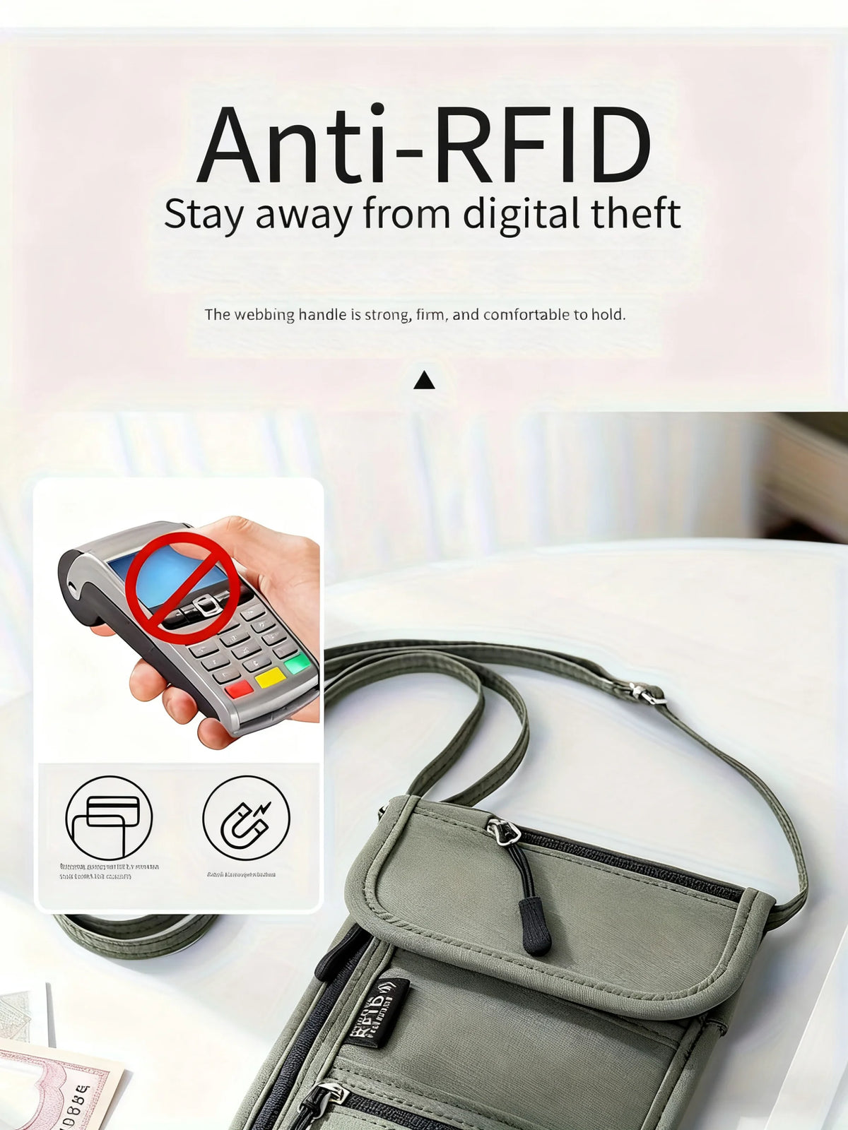 RFID-Blocking Hidden Neck Wallet