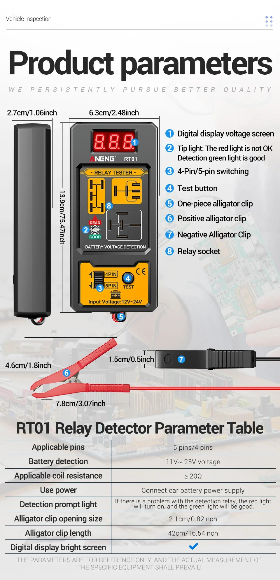 Digital 12V/24V Car Relay Tester
