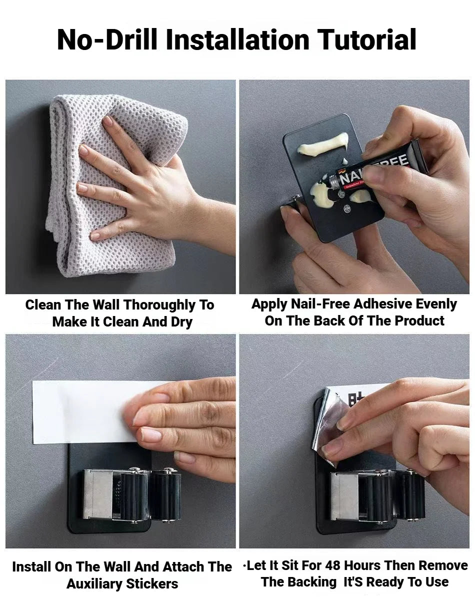No-Drill Stainless Steel Mop Holder