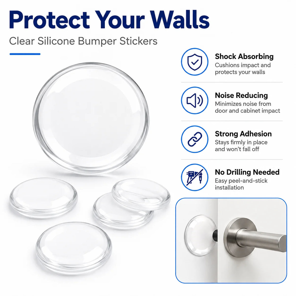 Round Door Handle Bumpers (6/12 Pcs)