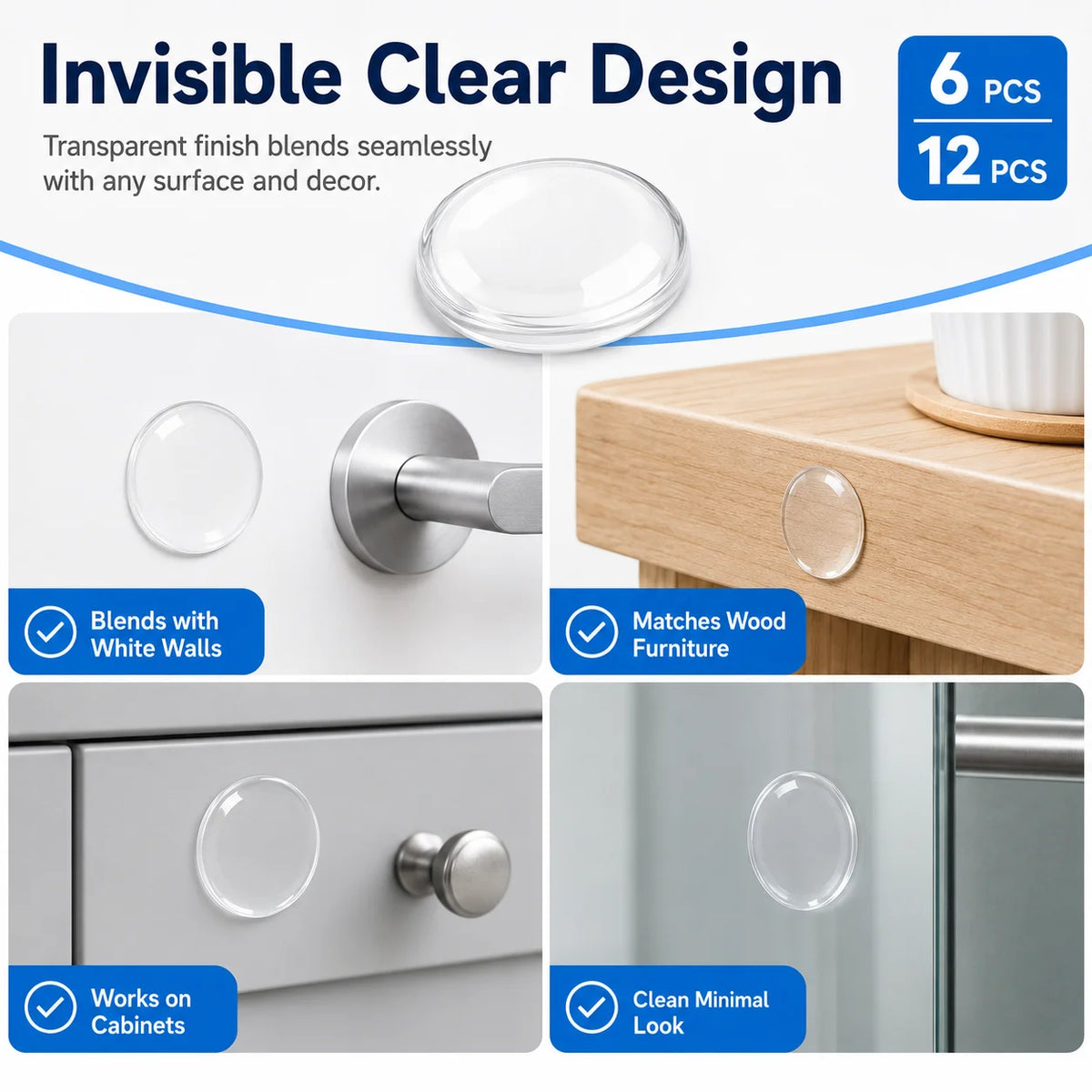 Round Door Handle Bumpers (6/12 Pcs)